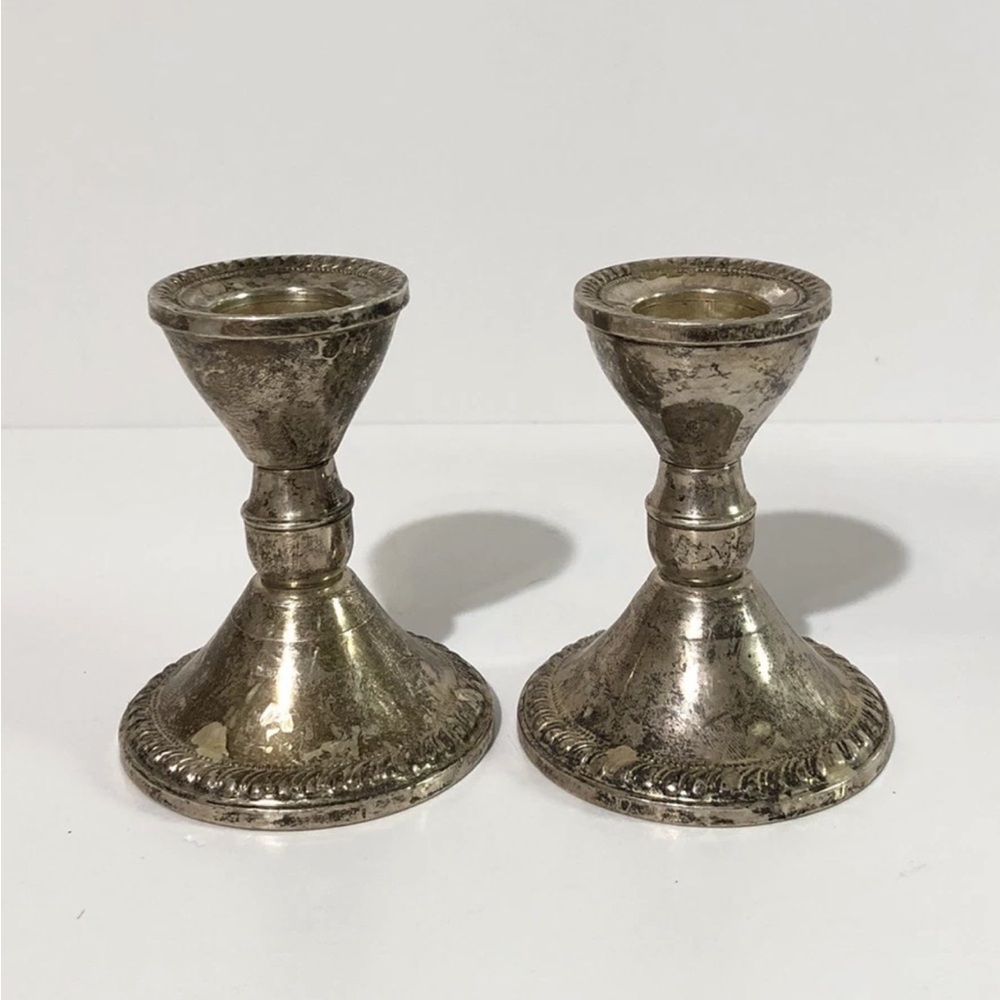 Vintage 3” Sterling Silver Weighted Duchin Creations Candle Stick Holders